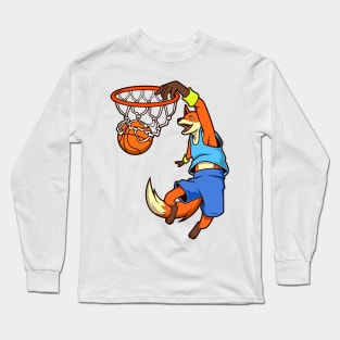 Comic fox plays basketball Long Sleeve T-Shirt